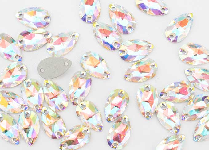 プレシオサ ソーオン 縫付 ペアシェイプ型 クリスタルオーロラ 12×7mm